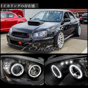 78WORKS LED SQUID RING HEADLIGHTS FOR HALOGEN VEHICLES BLACK FOR SUBARU GD GG IMPREZA MID-TERM WRX STI IMPREZA SPORTS WAGON J222BK