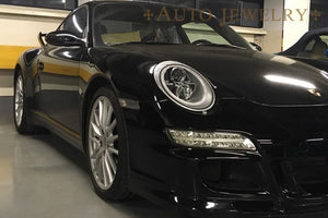 CRYSTAL EYE 991 STYLE FIBER LED RING HEADLIGHT (SILVER) AUTOJEWELRY FOR PORSCHE 997 911 2005Y-2009Y S163SV