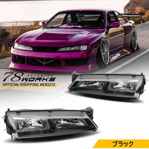 78WORKS CLEAR LENS MODEL HEADLIGHT BLACK FOR NISSAN S14 SILVIA (KOUKI) S084BK