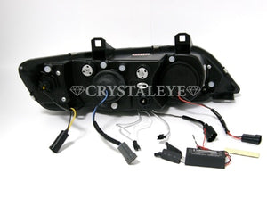 CRYSTAL EYE CCFL SQUID RING BLUE ION PROJECTOR HEADLIGHTS (BLACK) FOR BMW Z3 S023BK