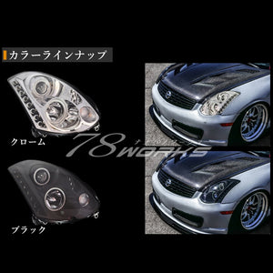 78WORKS SQUID RING HEADLIGHT CHROME FOR NISSAN V35 SKYLINE COUPE CPV35 CV35 G35 350GT L213