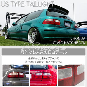 78WORKS US TYPE TAIL LAMP RED CLEAR FOR HONDA CIVIC HATCHBACK EG3 EG4 EG6 SIR VTI S073RC