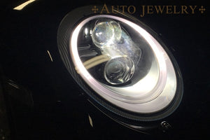 CRYSTAL EYE 991 STYLE FIBER LED RING HEADLIGHT (SILVER) AUTOJEWELRY FOR PORSCHE 997 911 2005Y-2009Y S163SV