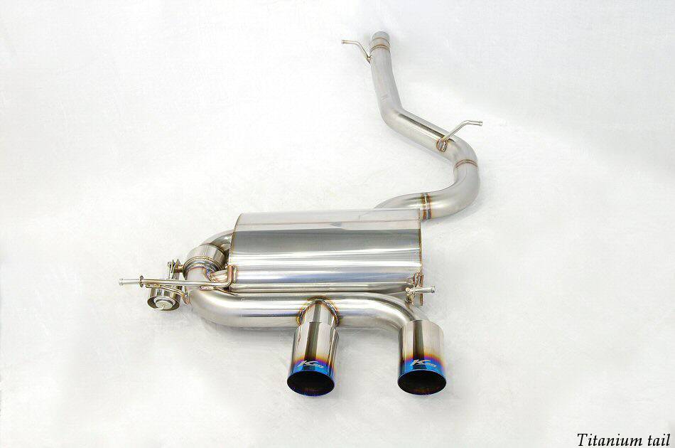 KREISSIEG CAT-BACK F1 SOUND VALVETRONIC EXHAUST SYSTEM TITANIUM FLOATING CURL TAIL SANDBLASTED KSG LOGO MARK FOR VOLKS WAGEN GOLF R32 VWGR32-03-TITANIUM