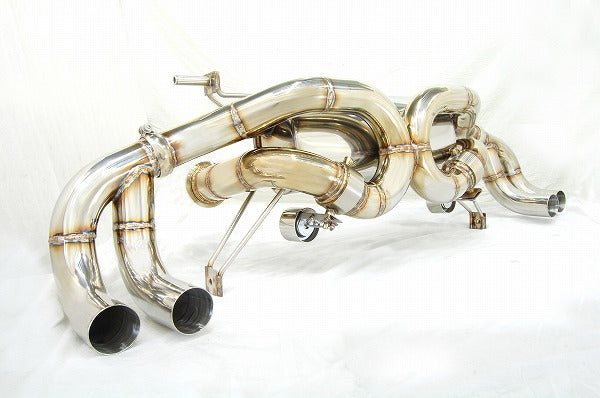 KREISSIEG F1 SOUND VALVETRONIC EXHAUST SYSTEM STAINLESS STEEL FLOATING CURL TAIL SANDBLASTED KSG LOGO MARK FOR LAMBORGHINI GALLARDO SPIDER LP550-2 LP560-4  LAG-11-STAINLESS