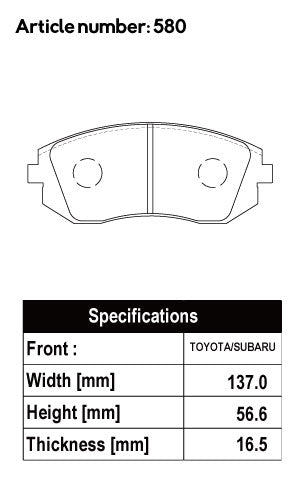 ACRE SUPER FIGHTER BRAKE PAD FRONT FOR TOYOTA 86 ZN6 RC G 580-SUPER-FIGHTER