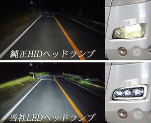 NIGHT STAR PROJECTOR LED HEADLIGHTS WITH FOG LAMP AND DAYTIME RUNNING LIGHT FUNCTIONS [CHROME BLACK] FOR J-BUS HINO SELEGA ISUZU GALA U033