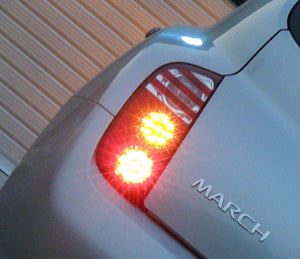 CRYSTAL EYE RED BENZ TYPE TURN SIGNAL LED W GATLING LED TAIL LAMP FOR NISSAN MARCH K12  J096RC