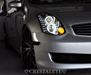 CRYSTAL EYE CCFL SQUID RING PROJECTOR HEADLIGHTS (CHROME) FOR NISSAN SKYLINE COUPE V35 L042CR