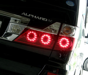 CRYSTAL EYE FUGA TYPE VULCAN LED TAIL LAMP (RED CLEAR) FOR TOYOTA ALPHARD 10 KOUKI J021RC