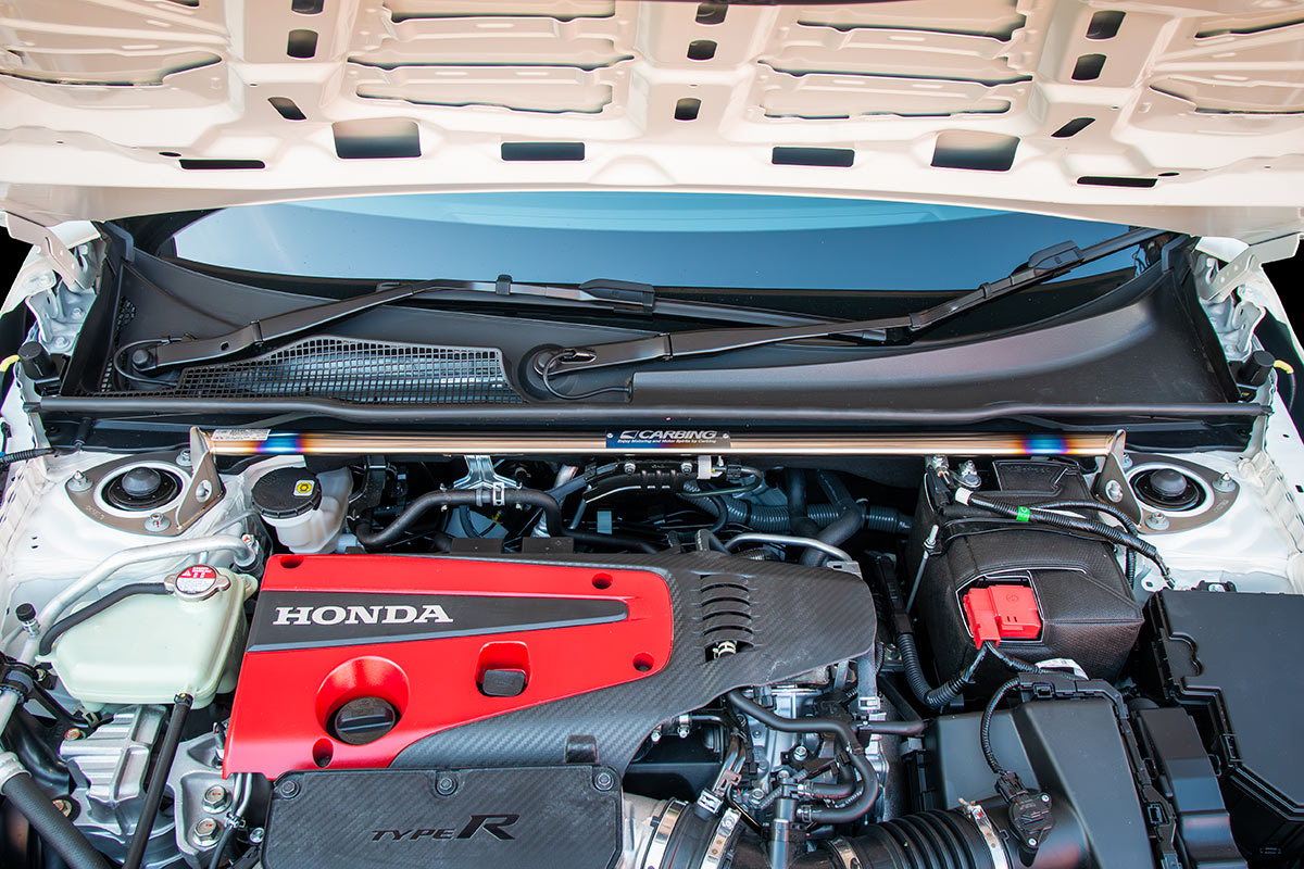 OKUYAMA STRUT TOWER BAR TITANIUM FRONT TYPE I FOR HONDA CIVIC TYPE-R FL5, HONDA CIVIC TYPE-RS FL1 618-247-0
