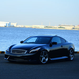 78WORKS FLOWING TURN SIGNAL FIBER LED HEADLIGHTS IN BLACK FOR NISSAN V36 G37 SKYLINE COUPE L193BK