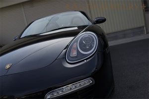 CRYSTAL EYE FIBER RING LED POSITION HEADLIGHT (FOR HALOGEN VEHICLES) BLACK AUTO JEWELRY FOR PORSCHE 987 BOXSTER CAYMAN ZENKI S210BK