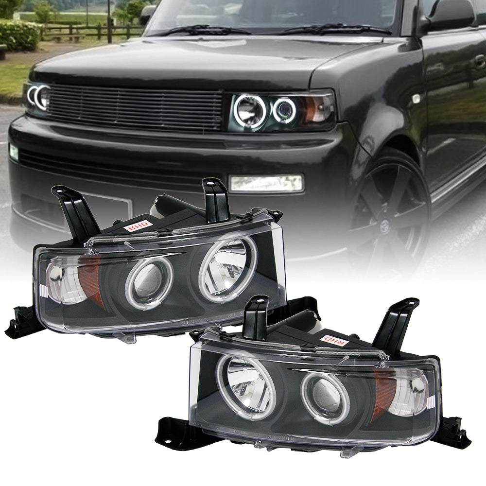 CRYSTAL EYE CCFL SQUID RING PROJECTOR HEADLIGHT AMBER REFLECTOR BLACK TYPE FOR TOYOTA BB NCP30  S359BK