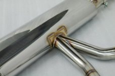 KREISSIEG CAT-BACK F1 SOUND EXHAUST SYSTEM WONDERWOLF VER. STAINLESS STEEL FLOATING CURL TAIL SANDBLASTED KSG LOGO MARK TURBO MODEL FOR PORSCHE 955 CAYENNE TURBO  PCAYS-06-STAINLESS-TURBO