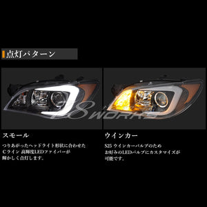 78WORKS FIBER LED HEADLIGHTS (BLACK) FOR GENUINE HID VEHICLES FOR SUBARU GD GG IMPREZA LATE WRX STI IMPREZA SPORTS WAGON S303BK