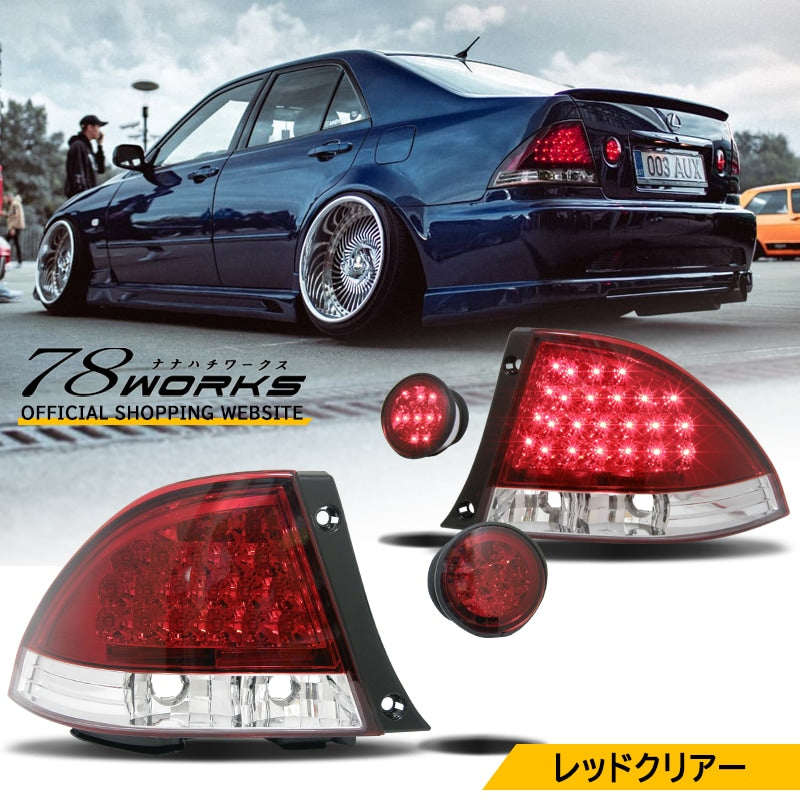 78WORKS LED TAIL LAMP RED CLEAR FOR TOYOTA ALTEZZA GXE10 SXE10 J017RCVWRC