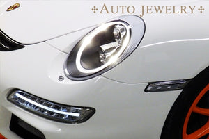 CRYSTAL EYE 991 STYLE FIBER LED RING HEADLIGHT (BLACK) AUTOJEWELRY FOR PORSCHE 997 911 2005Y-2009Y S163BK