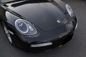 CRYSTAL EYE FIBER RING LED POSITION HEADLIGHT (FOR HALOGEN VEHICLES) BLACK AUTO JEWELRY FOR PORSCHE 987 BOXSTER CAYMAN ZENKI S210BK