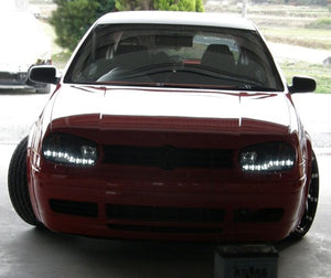 CRYSTAL EYE AUDI R8 LOOK LED PROJECTOR HEADLIGHTS (BLACK) FOR VOLKSWAGEN GOLF4 S064BK