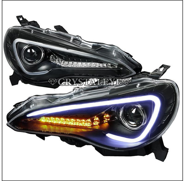 CRYSTAL EYE LED LIGHT BAR HEADLIGHT V3 (BLACK) & FIBER LED TAIL V2 SET RED LENS INNER BLACK (DR) FOR TOYOTA 86 [ EARLY HID CARS] SUBARU BRZ [ EARLY HID CARS] J140BKVC-DR