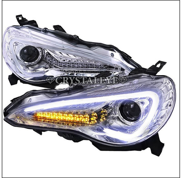CRYSTAL EYE LED LIGHT BAR HEADLIGHT V3 (CHROME) & FIBER LED TAIL V2 SET SMOKE (SM) FOR TOYOTA 86 [ EARLY HID CARS] SUBARU BRZ [ EARLY HID CARS] J140CRVC-SM
