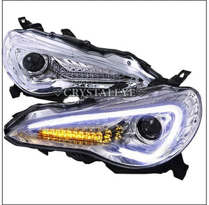 CRYSTAL EYE LED LIGHT BAR HEADLIGHT V3 (CHROME) & FIBER LED TAIL V2 SET BLACK (BR) FOR TOYOTA 86 [ EARLY HID CARS] SUBARU BRZ [ EARLY HID CARS] J140CRVC-BR