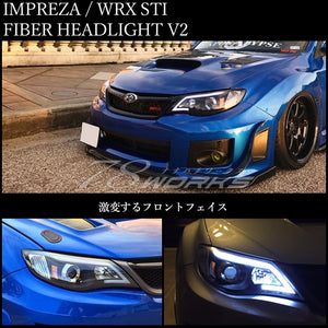 78WORKS HIGH-BRIGHTNESS LED FIBER HEADLIGHTS V2 FOR HALOGEN VEHICLES BLACK FOR SUBARU GE GH GR GV IMPREZA WRX STI J212BK
