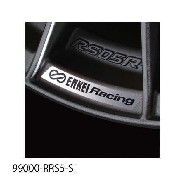 ENKEI RACING REVOLUTION RIM STICKER SILVER WITH BLACK LETTERING 99000-RRS5-SI