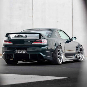 78WORKS FLOWING TURN SIGNALS AND SIDE MARKERS WITH FIBER LED TAIL LAMPS IN BLACK CHROME FOR NISSAN S15 SILVIA VERIATTA L217BC