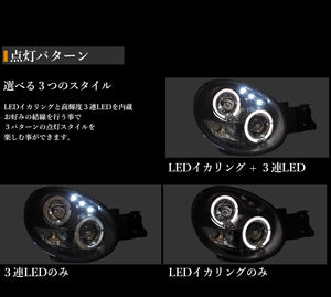 78WORKS HIGH-BRIGHTNESS LED SQUID RING HEADLIGHTS FOR HALOGEN VEHICLES BLACK FOR SUBARU GD EARLY IMPREZA WRX STI J220BK