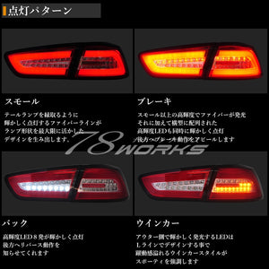 78WORKS FIBER LED TAIL RED CLEAR FOR MITSUBISHI CZ4A LANCER EVOLUTION X J226RC