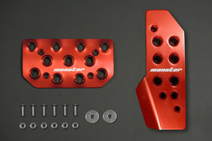 MONSTER SPORT SPORTS DRIVING PEDAL COVER RED ALUMITE FOR SUZUKI JIMNY JB64W JB74W JC74W AT 849525-5500M