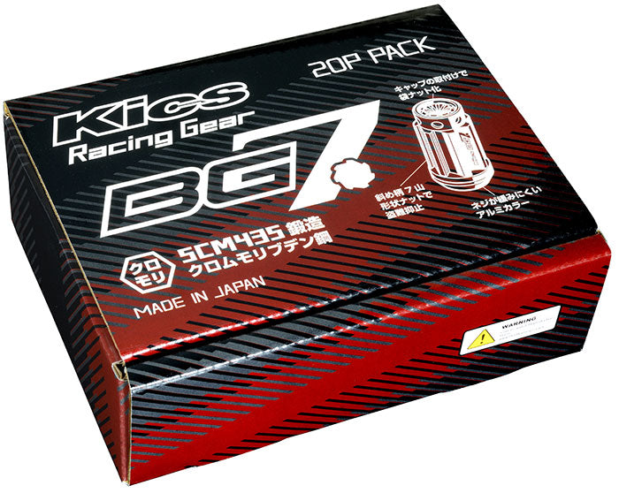 KYO-EI KICS BG7 NUT 20P ATTACHED CAP M12XP1.25 GLORIOUSE BLACK BG7F03