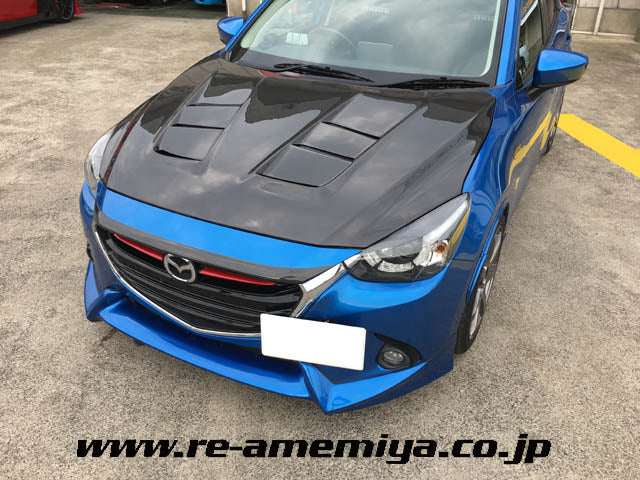 RE-AMEMIYA AERO BONNET CF FOR MAZDA DEMIO DJ D0-077030-214
