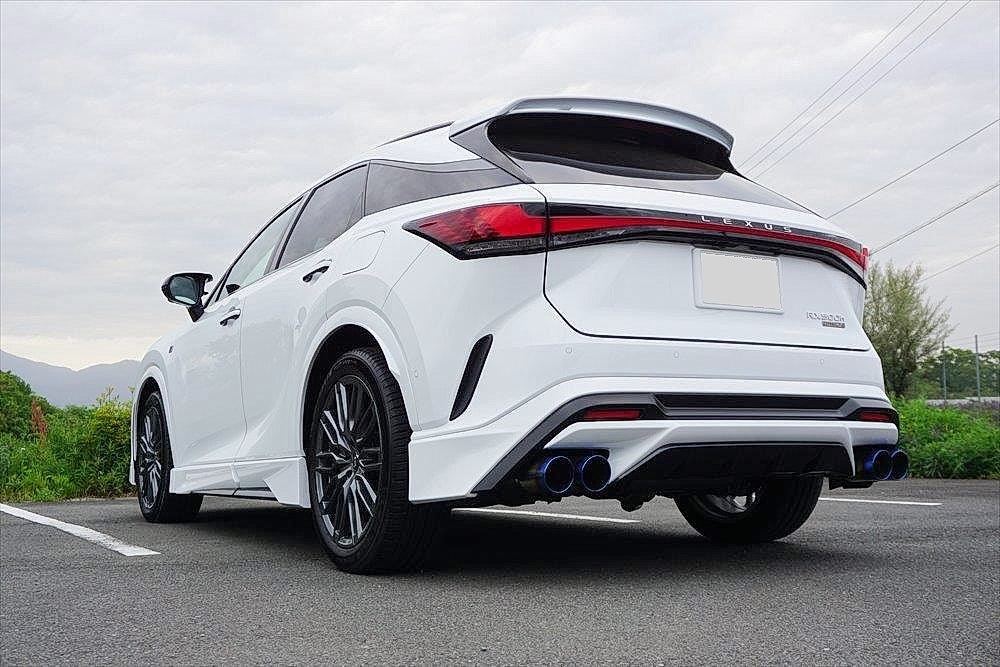 EXART ONE MUFFLER SPORTS SOUND GRAPHITE METALLIC OVAL TAIL (110MM X 70MM 4 PIECES) EXHAUST EXHAUST FOR LEXUS RX500H 5AA-TALH17 T24A-FTS EA02-LX111-FG-F-SPORT-STANDARD-BUMPER-&-REAR-BUMPER-SPOILER-SPORTY-AERO-PACKAGE