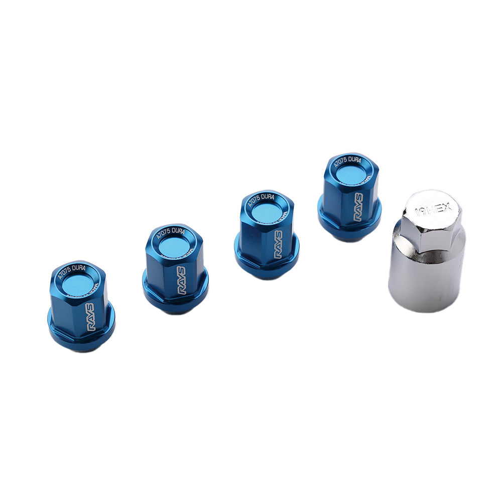 RAYS DURA-LOCK&NUT L32 4H 16PC M12X1.25 BL (BLUE) 74020001117BL
