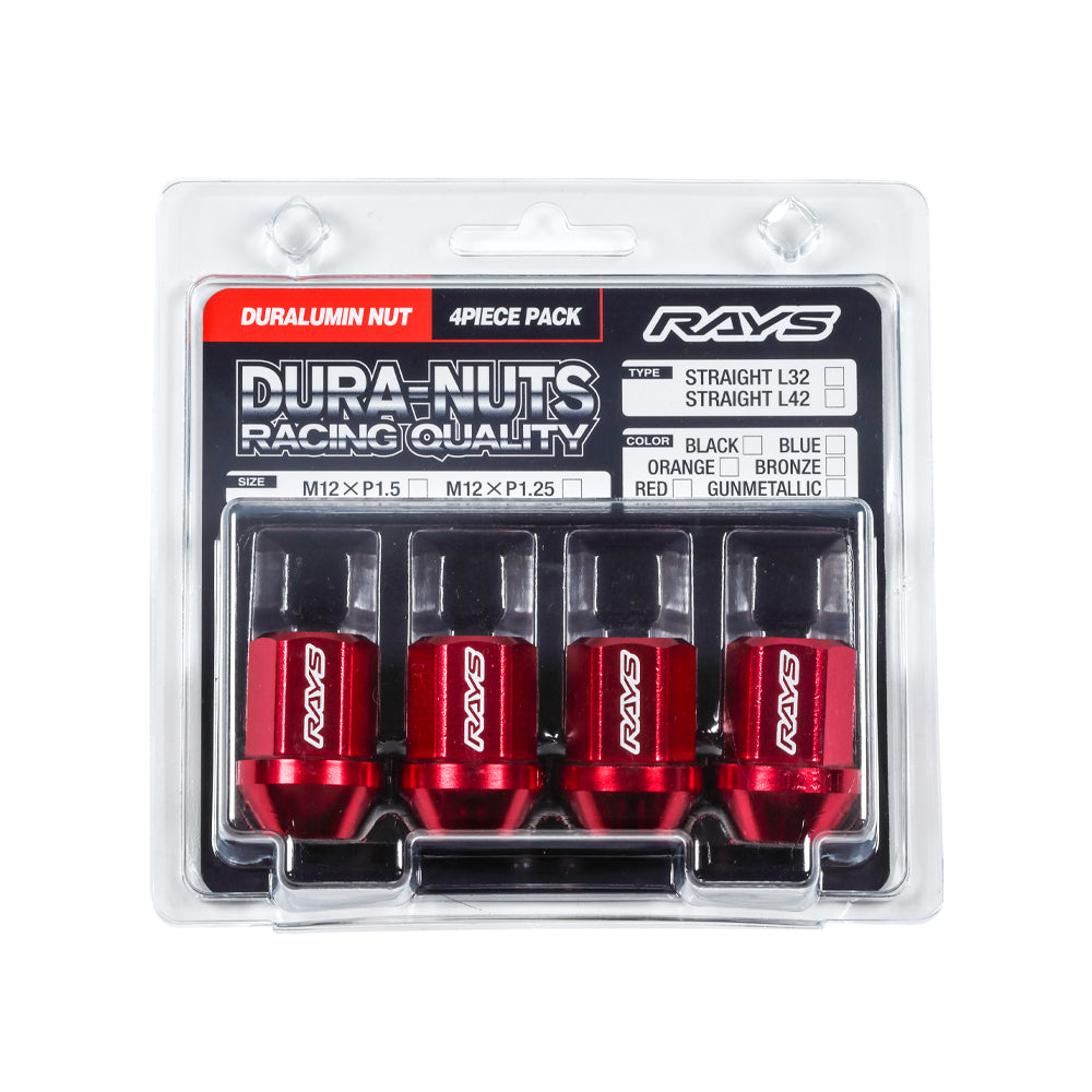 RAYS DURA-NUT 4PC L32 STRAIGHT M12X1.5 GM GUNMETALLIC 74020001124GM