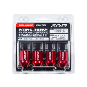 RAYS DURA-NUT 4PC L32 STRAIGHT M12X1.5 BL BLUE 74020001122BL