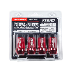 RAYS DURA-NUT 4PC L42 STRAIGHT M12X1.5 BL BLUE 74020001022BL