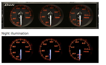 DEFI DIN-GAUGE COMBINATION METER (RED CHARACTERS/RED ILLUMINATION/WHITE POINTER) DF14402