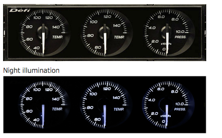 DEFI DIN-GAUGE COMBINATION METER (WHITE CHARACTERS/WHITE ILLUMINATION/WHITE POINTER) DF14401
