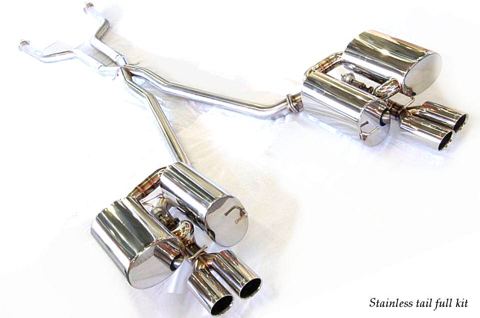 KREISSIEG FIRST CAT-BACK F1 SOUND VALVETRONIC EXHAUST SYSTEM STAINLESS STEEL BILLET FLOATING CURL TAIL SANDBLASTED KSG LOGO MARK FOR BMW E60 M5 BME60-03-STAINLESSBILLET