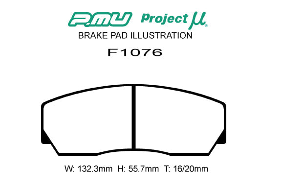 PROJECT MU BRAKE PADS 999 THICKNESS 20mm F1076-3-999-T20
