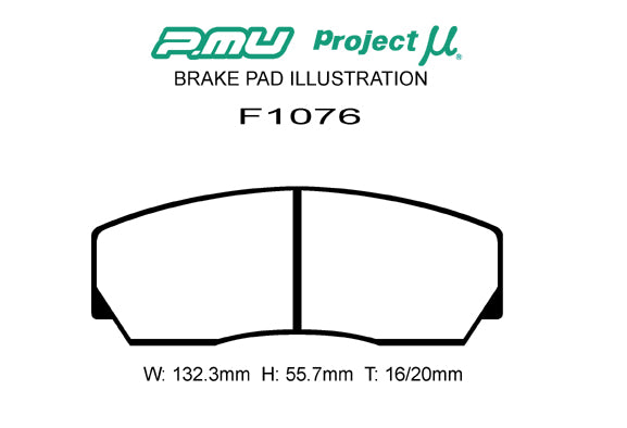 PROJECT MU BRAKE PADS HC-M1 FOR AP RACING CP3215D50 F1076-HCM1-T20