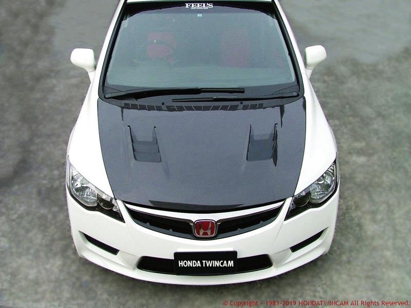FEEL'S HONDA TWINCAM CUSTOM BONNET (WITH AIR DUCT) TWILL WEAVE CARBON FOR HONDA CIVIC FD2 TYPER FEELS-01007