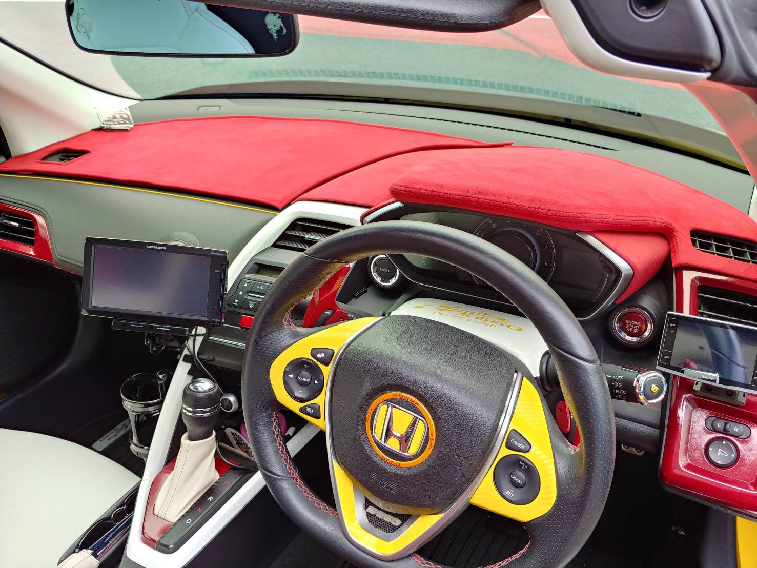 DROPIN METER HOOD COVER RED SUEDE CENTER DISPLAY RED STITCHING FOR HONDA S660 JW5 S6-MFCO-RED-RED-CENTER