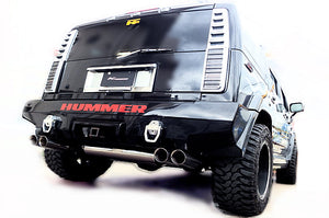 KREISSIEG FIRST CAT-BACK F1 SOUND VALVETRONIC EXHAUST SYSTEM STAINLESS STEEL FLOATING CURL TAIL SANDBLASTED KSG LOGO MARK FOR H2 HUMMER V8 6.0L KH2-01-STAINLESS