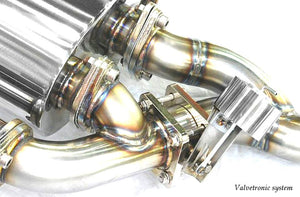 KREISSIEG CAT-BACK F1 SOUND VALVETRONIC EXHAUST SYSTEM STAINLESS STEEL FLOATING CURL TAIL SANDBLASTED KSG LOGO MARK EARLY MODEL FOR MASERATI COUPE V8 4.2 MASERATI SPIDER V8 4.2 YEAR 02~05 V8 4.2L MCP-05-STAINLESS-EARLY