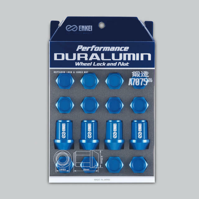 ENKEI PERFORMANCE DURALUMIN WHEEL LOCK AND NUT BLUE ANODIZED M12X1.5 16PCS EKN1BL-16P